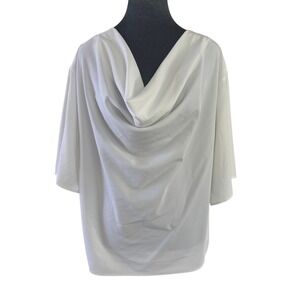 Cupshe Office Siren Capsule White Cowl Neck Blouse Short Sleeve Minimalist L